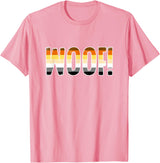 "WOOF!" Gay Bear Pride Flag Text T-Shirt