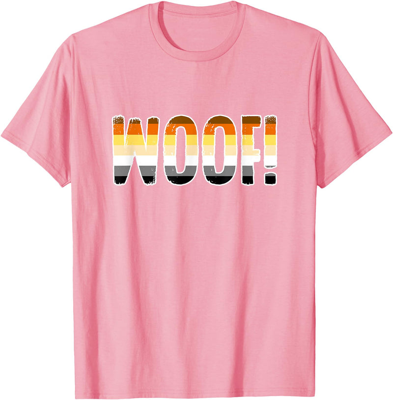 Gay Bear Apparel Woof! - Funny Gay Pride Bear T-Shirt - Pink