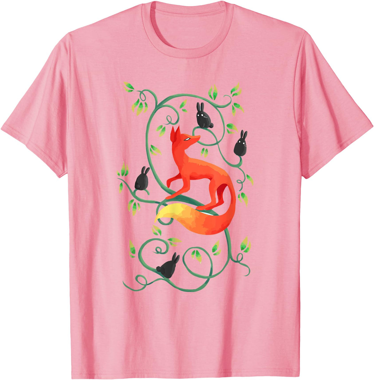 Fox Is Hanging Around with Rabbits T-Shirt in Pink