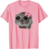 Coquette Sad Hamster Meme Crying T-Shirt - Pink