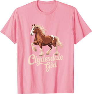 Clydesdale Horse Lovers Club Clydesdale Girl Vintage Horse Equestrian T-Shirt - Pink
