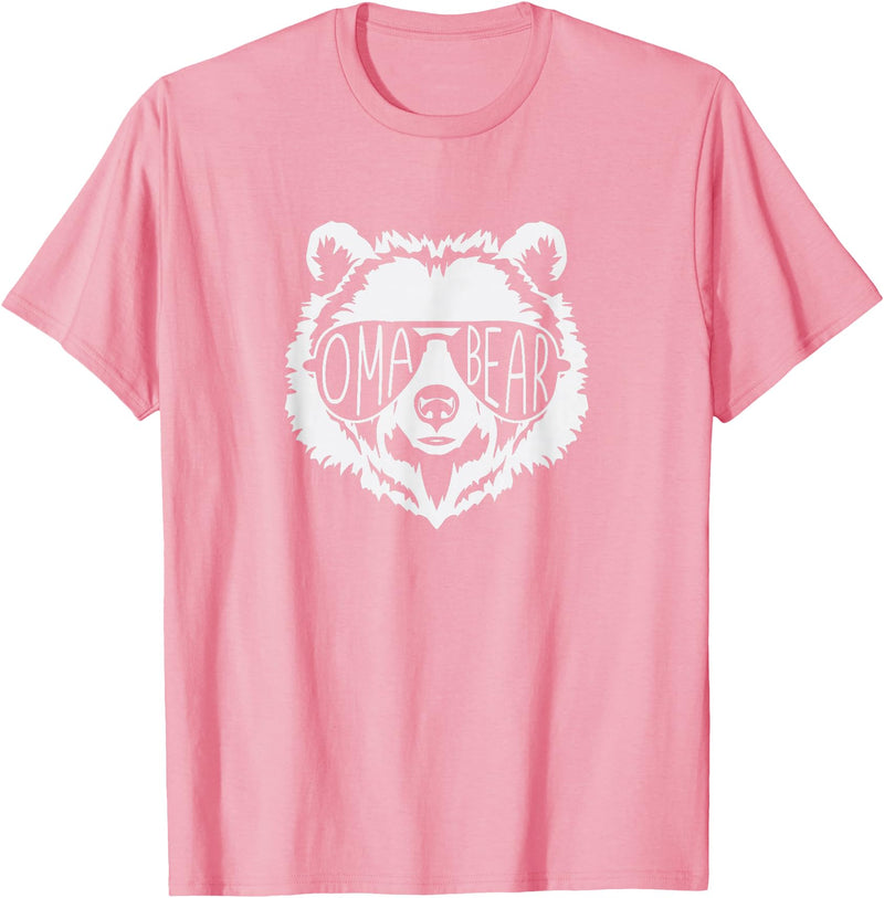 oma Bear Family Apparel Grandma Bear Face with Sunglasses T-Shirt - Pink