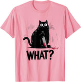 Cat Owners Black Cat What? Black Cat Murderous Cat With Knife Black Cat T-Shirt