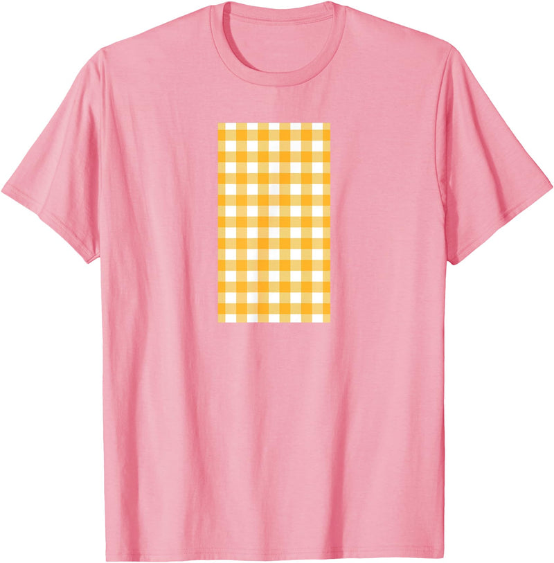 Buffalo Plaid and Checkered Squares Yellow Checkered Square Buffalo Plaid T-Shirt - Pink