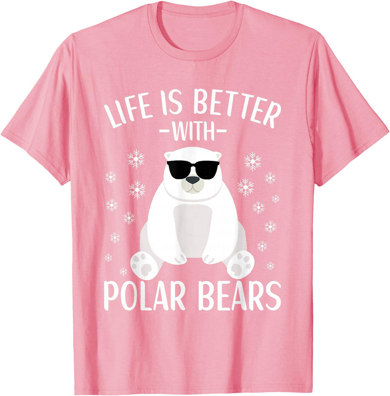 Polar Bears Accessories for Men Women & Kids Life Is Better With Polar Bears Cool Polar Bear for Kids T-Shirt - Pink