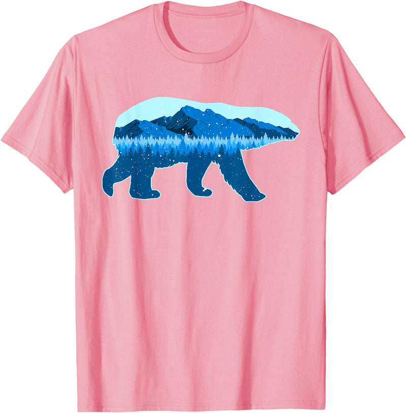 Save the Polar Bear Lovers Designs Polar Bear Print Landscape - Save the Polar Bear T-Shirt - Pink