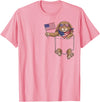 Rabbit Pocket Patriotic American Flag 4th of July USA T-Shirt in Pink