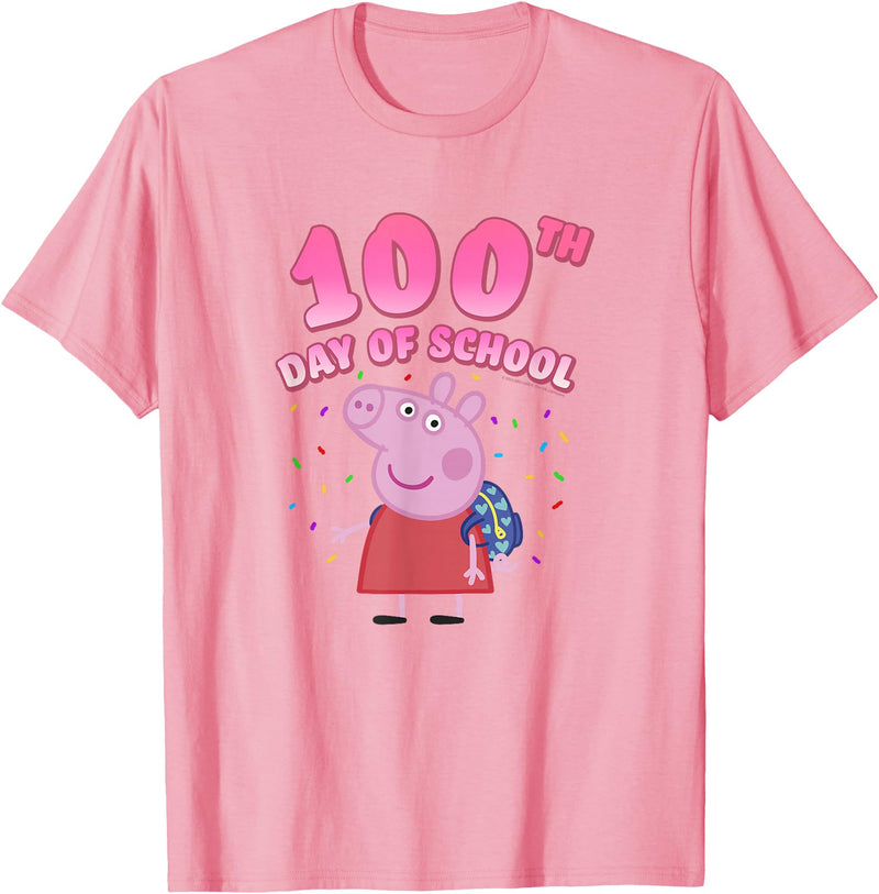 Peppa Pig 100th Day Of School Celebration Confetti T-Shirt - Pink