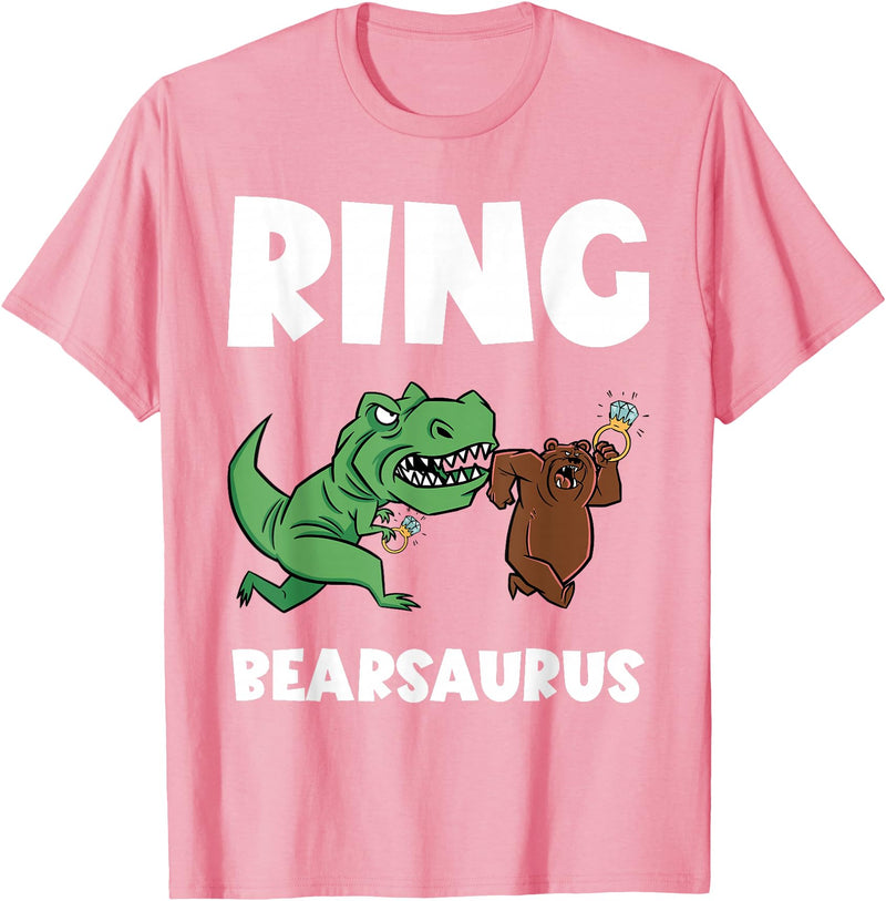 Funny Ring Bearer Wedding Ring Funny Ring Bearer Security Bear Dino Wedding Party Ring T-Shirt - Pink
