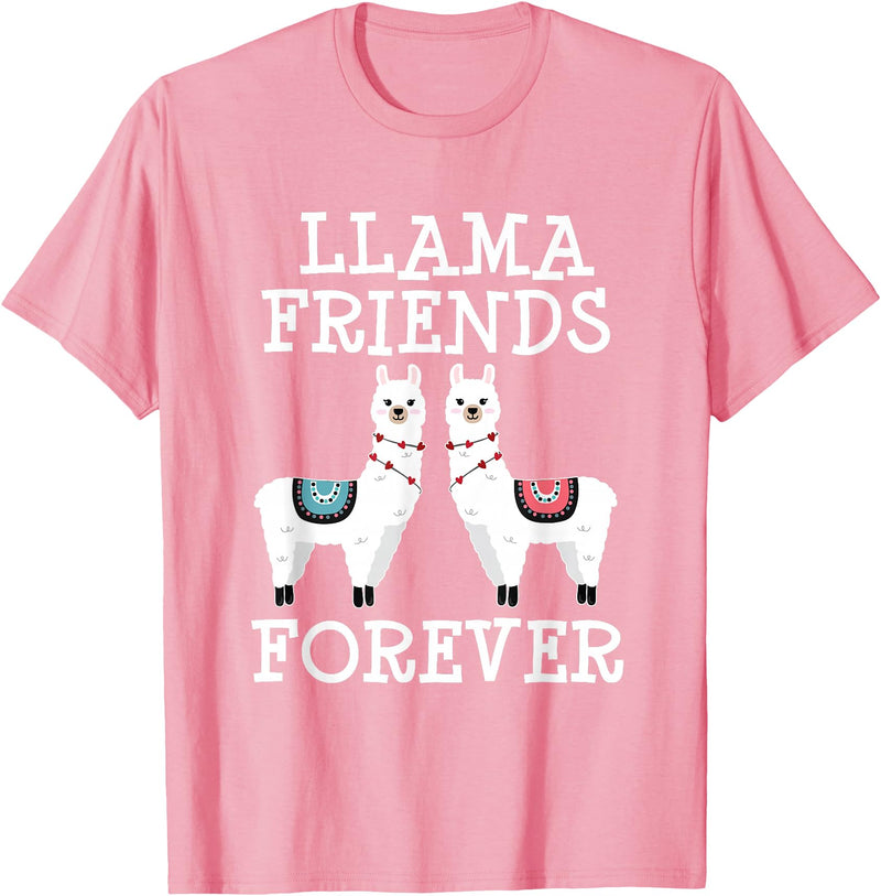 Llama Friendship Girls Llama Friends Girls Women Llama Friendship T-Shirt - Pink
