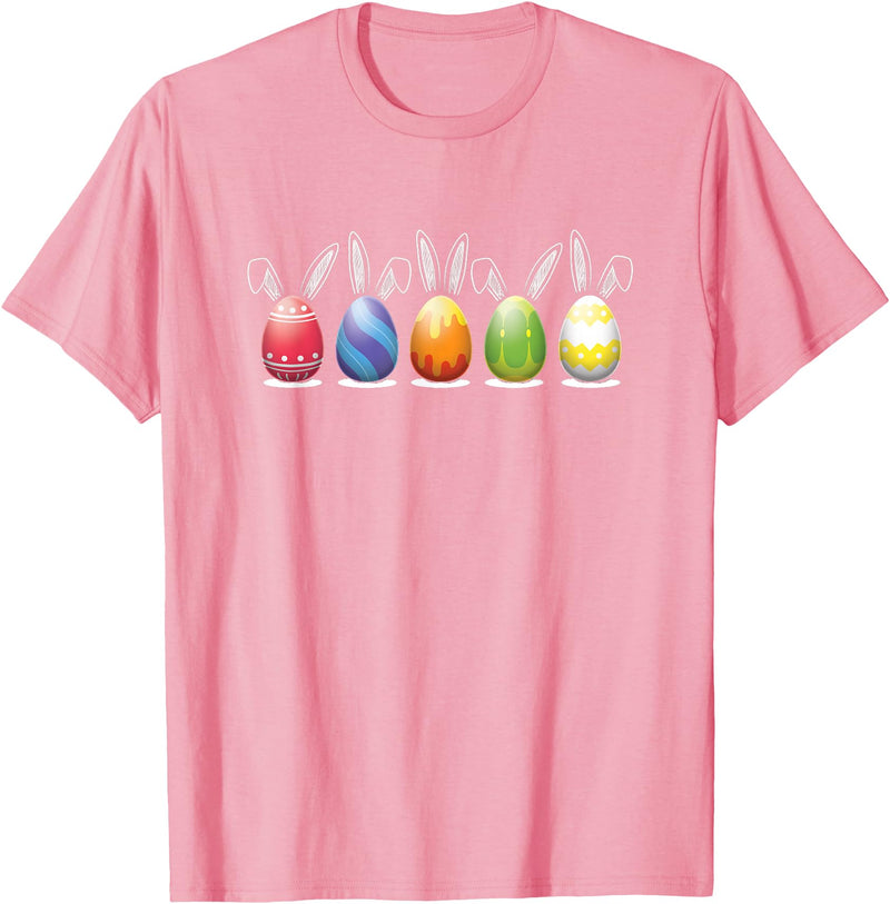 Cute Easter Eggs Bunny Rabbit Ears Kids Adult T-Shirt in Pink