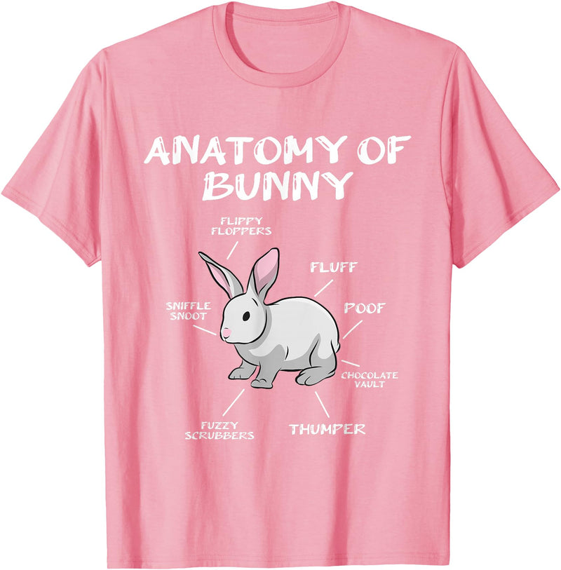 Funny Bunny Rabbit Anatomy Cute Rabbit Humor Joke T-Shirt in Pink