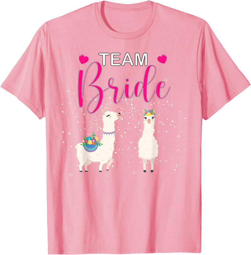 Mrs Bachelorette Engagement Bride Wedding Party Team Bride Alpaca Llama Bachelorette Groom Married Engage T-Shirt - Pink