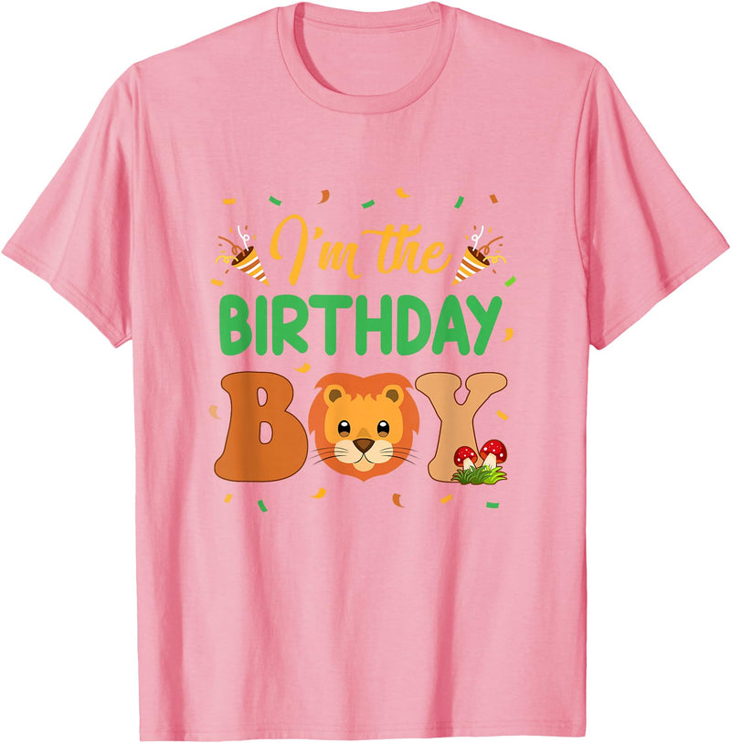 Birthday Boy Family Matching Lion I'm The Birthday Boy Lion Family Party Decorations T-Shirt - Pink