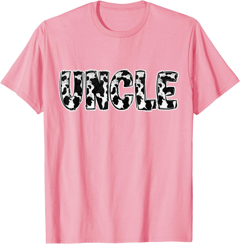 Cow Print Designs for the whole Family Uncle Cow Pattern Cow Print T-Shirt - Pink