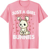 Just a Girl Who Loves Bunnies Kids Girls Rabbit Bunny T-Shirt in Pink