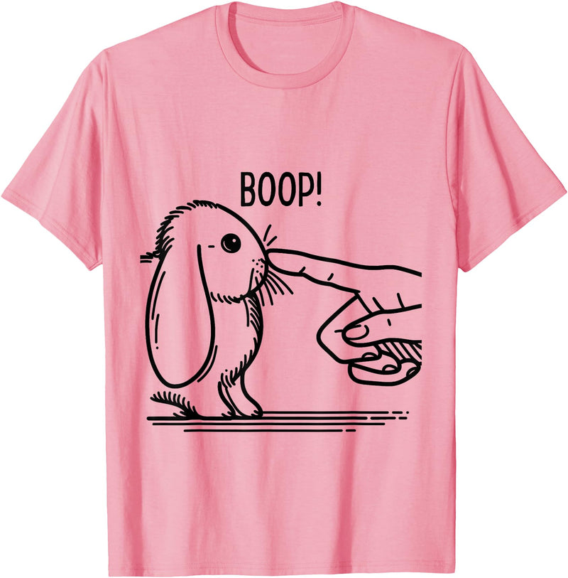 Cute Rabbit Lover Bunny Graphic T-Shirt (Baby Blue) in Pink