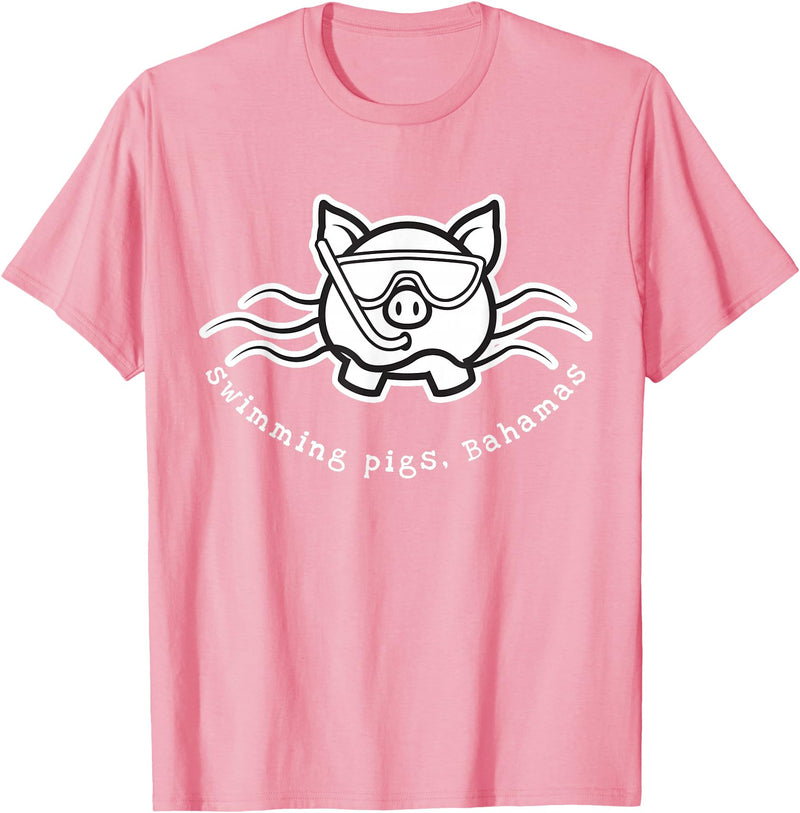 Bahamas Swimming Pigs Bahamas Swimming Pig with Mask and Snorkel T-Shirt - Pink