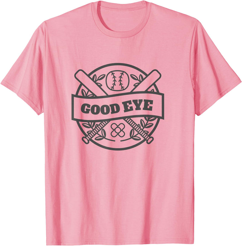 Flying Pig T Shirts Good Eye Baseball T-Shirt Humor Batter Team Sport Kids Bat T-Shirt - Pink