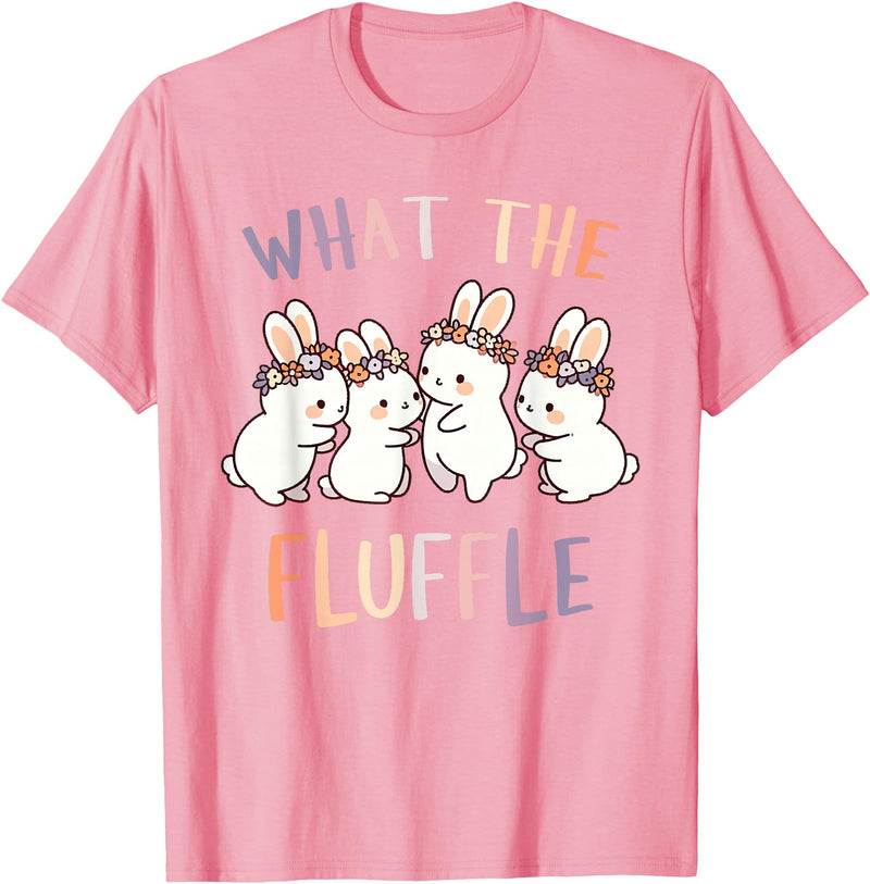 Rabbit Lover Easily Distracted by Rabbits What the Fluffle T-Shirt in Pink
