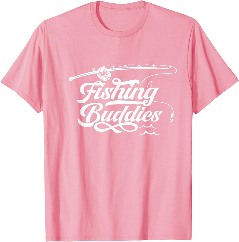 Friends Fish Team Favorite Fishing Buddy Unisex-Adults T-Shirt Black Small Regular Fit Short Sleeve Cotton 60% Polyester 40% Fishing Buddies Fisher Buddy Fisherman T-Shirt - Pink
