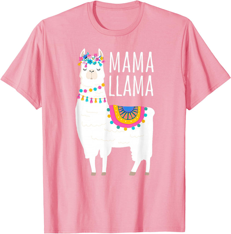 Mama Llama Lover Gifts by Memme Mama Llama Shirt for Women T-Shirt - Pink