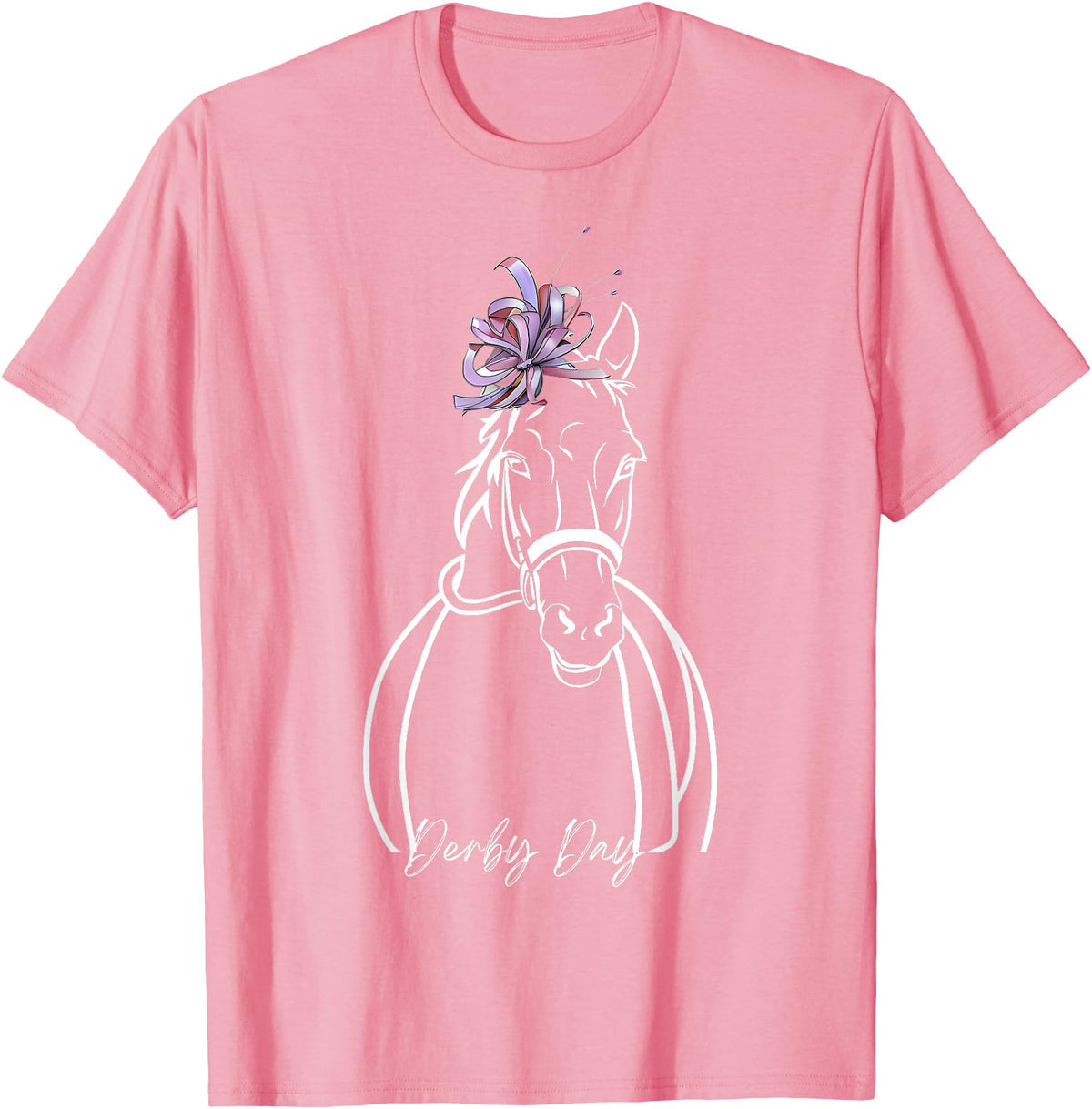 Funny Horse Racing Lover Derby Day Gift Women Derby Day Funny Horse Racing Floral Horse Equestrian T-Shirt - Pink