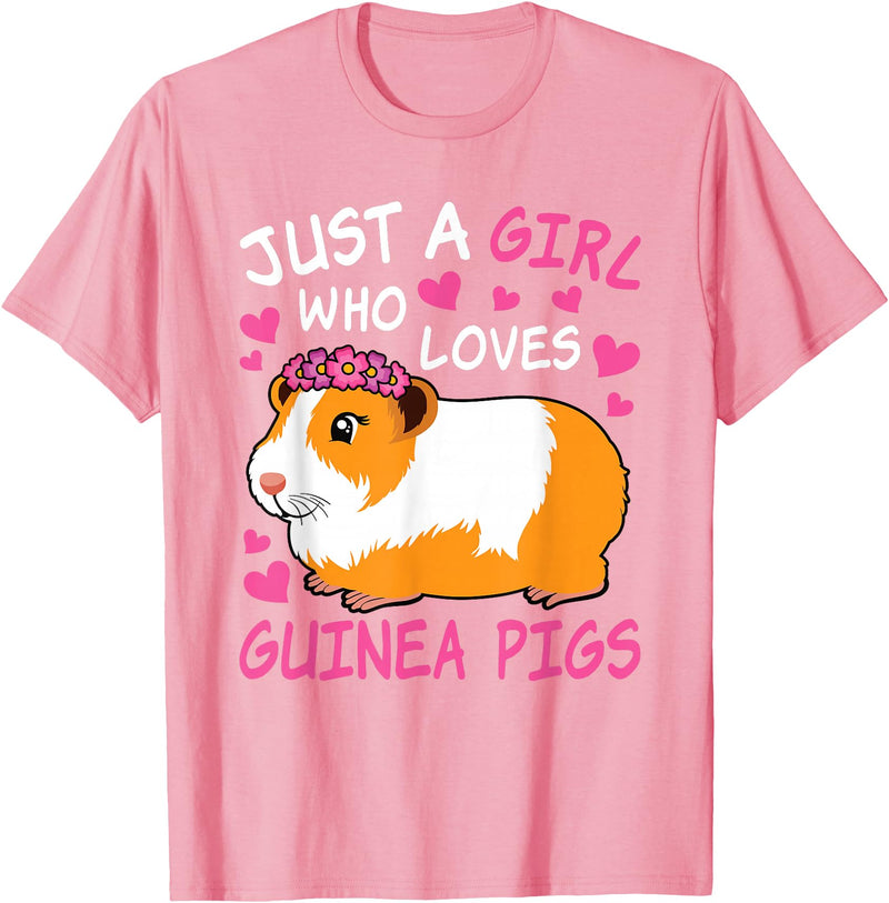 EDILILU Just A Girl Who Loves Guinea Pigs Cute Guinea Pig Lover T-Shirt - Pink
