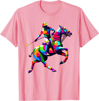 Horseback Riding Gift For An Equestrian Pop Art Polo Horseback Riding Horses Equestrian Horse T-Shirt - Pink