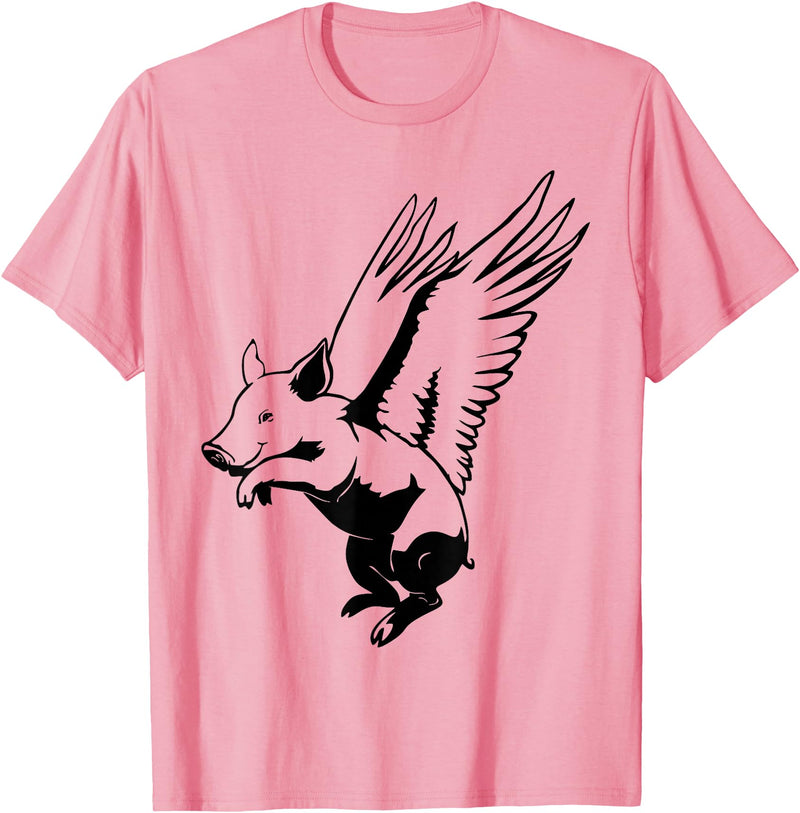 Flying Pig Funny Animals Flying Pig with Wings Fly Pig Lovers T-Shirt - Pink