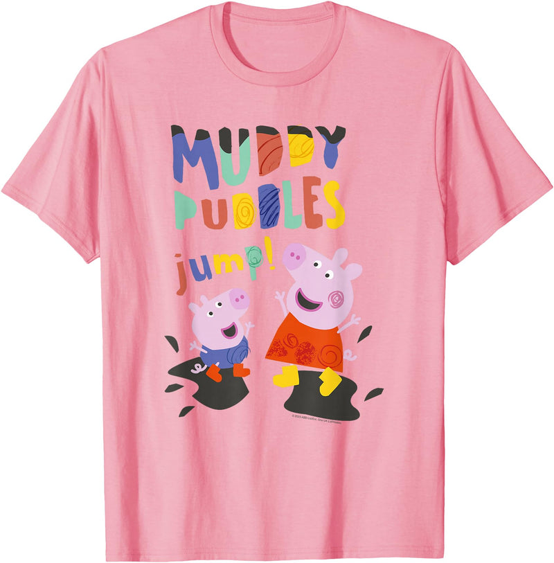 Peppa Pig Muddy Puddles Jump! Peppa & George Having Fun T-Shirt - Pink
