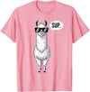Funny Llama lover Co Alpaca Llama with Sunglasses Sup T-Shirt - Pink