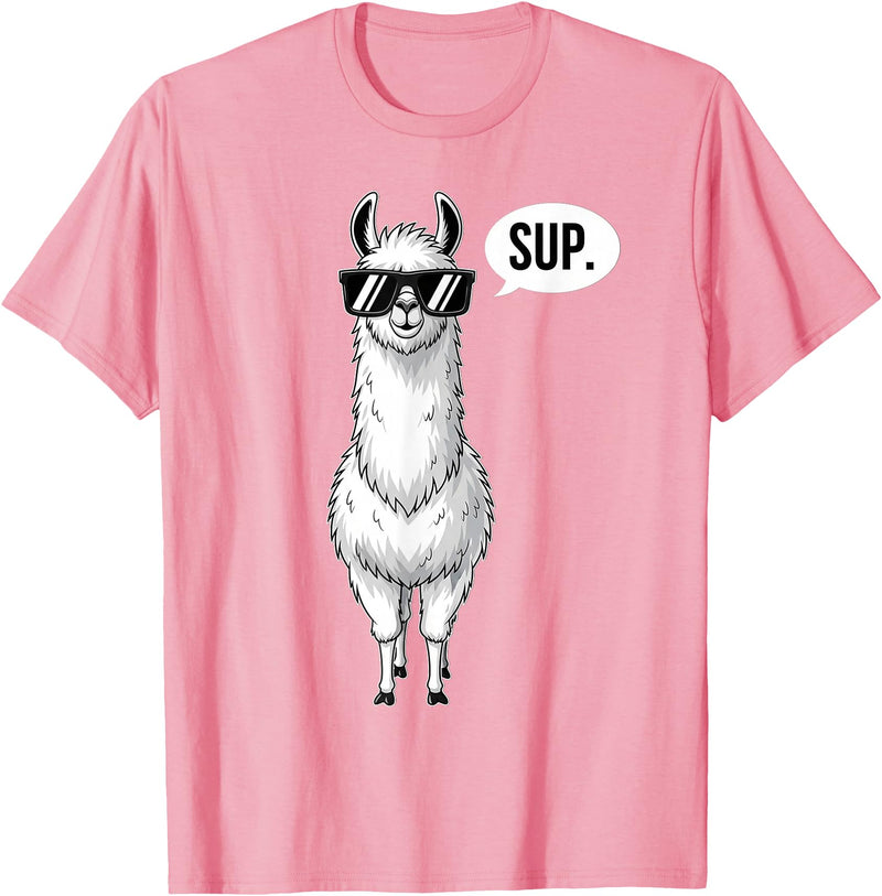 Funny Llama lover Co Alpaca Llama with Sunglasses Sup T-Shirt - Pink