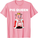 Womens Pig Shirts for Girls Pig Queen | Girls Pig Tshirt | Womens Pig T-Shirt - Pink