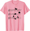 Cute Bunny Rabbit Playing Music Notes Musician T-Shirt in Pink