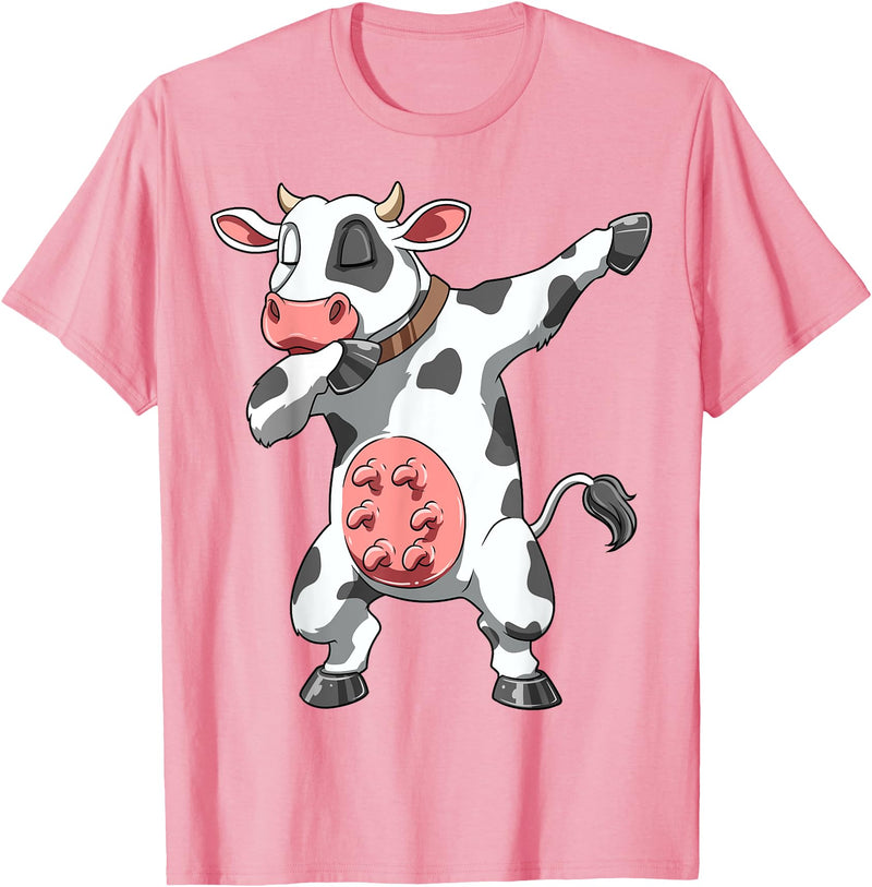DabbingTastic Dabbing Cow Dab Cow Dancing Cow Farm Birthday Party T-Shirt - Pink