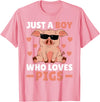 Funny Pig Clothes & Outfits For Men, Boys Or Kids Just A Boy Who Loves Pigs Men Pig Lovers Pig Stuff Farmer T-Shirt - Pink