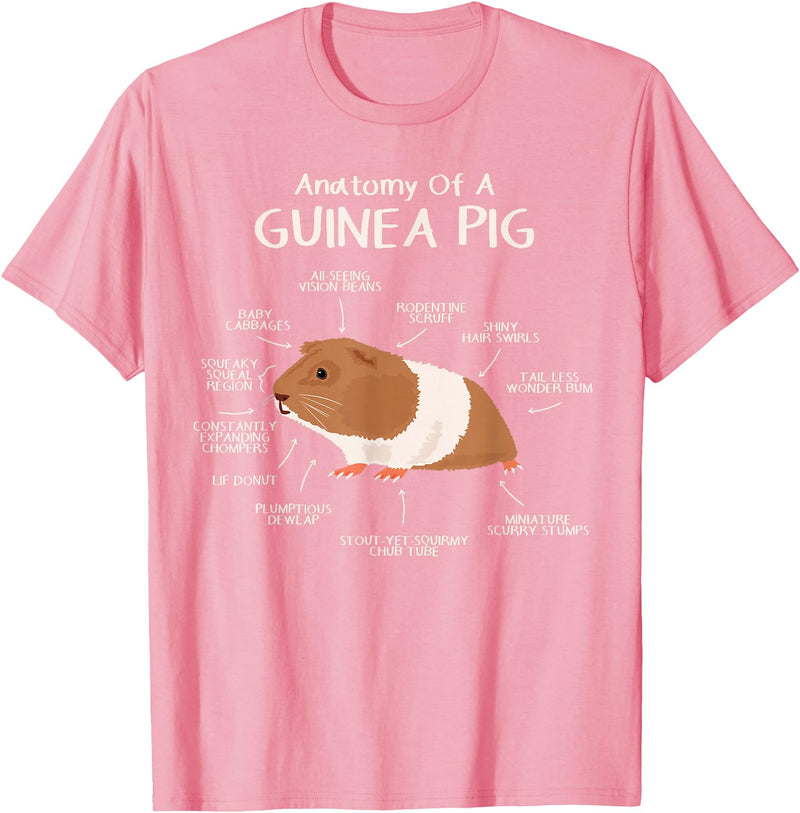 Guinea Pig Lover Cavy Owner Accessories Clothes Anatomy Of A Guinea Pig Cavy Lover Owner Stuff Piggy Peeg T-Shirt - Pink