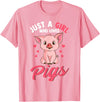 Cute Pig Co. Just A Girl Who Loves Pigs Hog Lover Cute Farmer T-Shirt - Pink