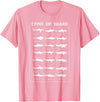 I Love Sharks Design T-Shirts 360 21 Types of Shark | Marine Biology Gift T-Shirt - Pink