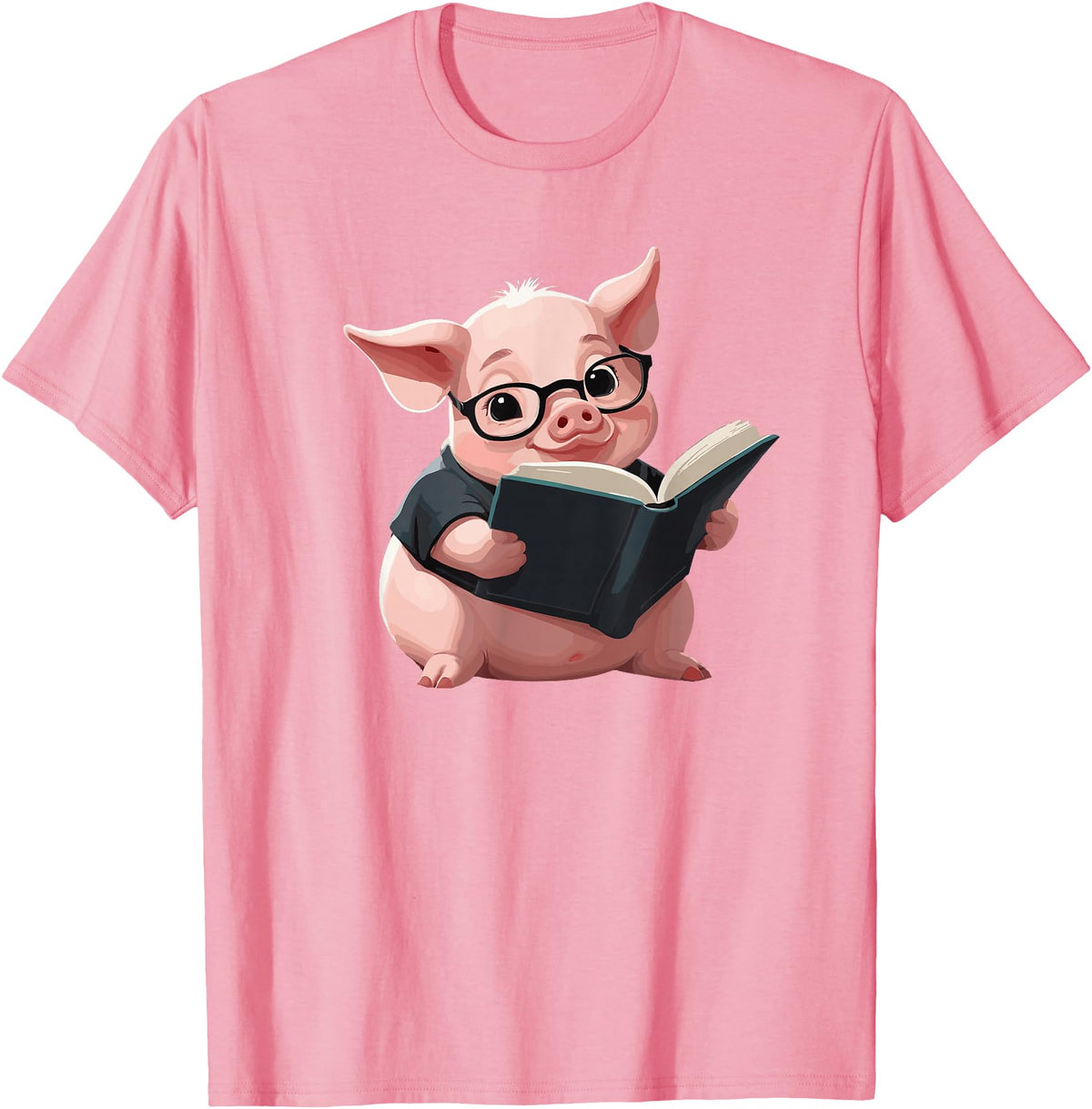 Book Lovers Pig reading Books Cute Pig is reading a Book, Reading Pig T-Shirt - Pink