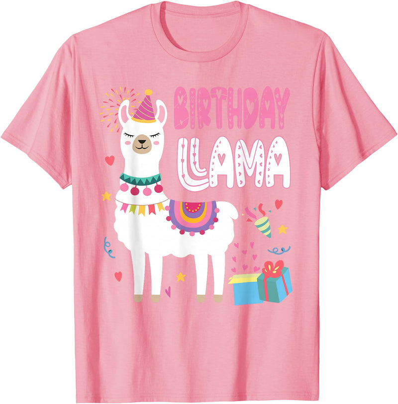 Family Matching Llama Birthday Party Supplies Birthday Llama Girl Birthday Party Llama Birthday Theme T-Shirt - Pink