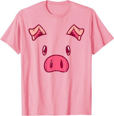 Pig Face Cute Halloween Swine Animal Costume Men Women Kids T-Shirt