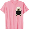 Funny Polar Bear in Pocket Polar Bear Lover Cute Pocket T-Shirt - Pink