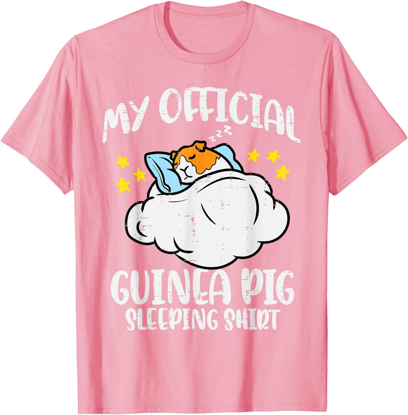 Guinea Pig Shirts For Men Women Kids Gift My Official Guinea Pig Sleeping Shirt Cavy Women Kids Men T-Shirt - Pink