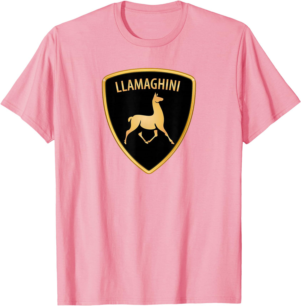 Llamaghini Apparel Co Llamaghini Funny Hillarious Llama Emblem Parody Fun Design T-Shirt - Pink