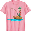 SubliminalFantasy Co. Llama Fishing Llama Fisherman Boat Fishing Lovers T-Shirt - Pink