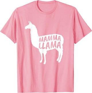 Mamma Llama T Shirt Mamma Llama Tshirt Alpaca Lover Shirt T-Shirt - Pink