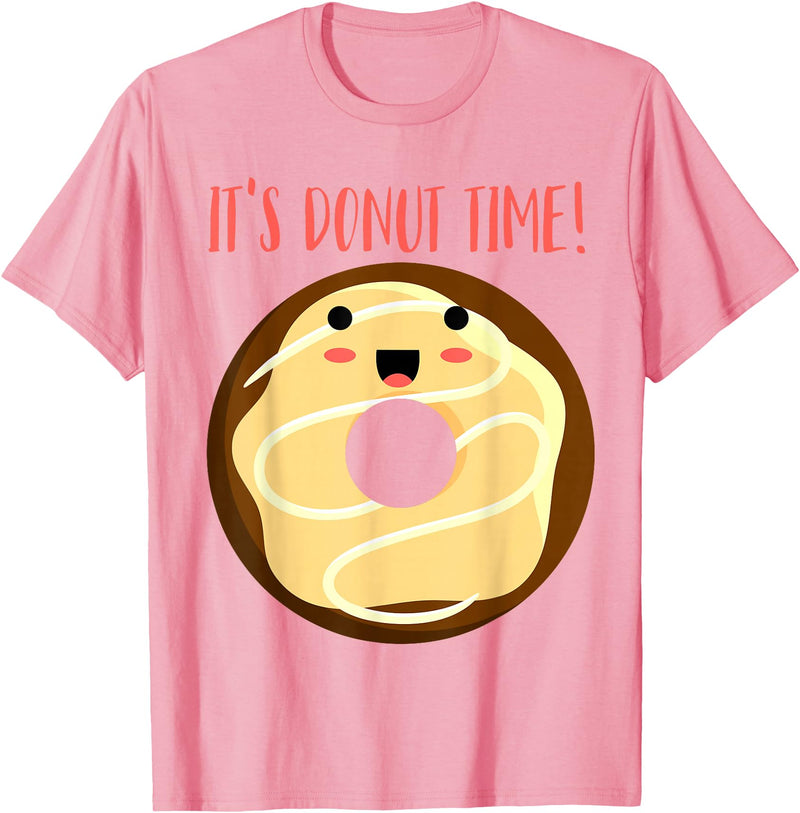 Green Cow Land It's Donut Time! Doughnut Funny T-Shirt - Pink