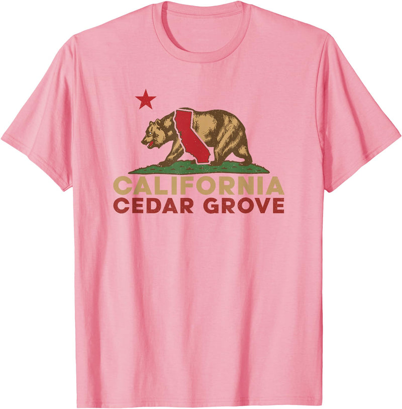 California Bear Vintage Cedar Grove West Coast Cedar Grove California Vintage Bear Retro State Pride T-Shirt - Pink